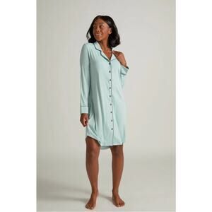 Faceplant Pajamas Aqua Boyfriend Nightshirt Dreamwear Bamboo Ladie's Size Med
